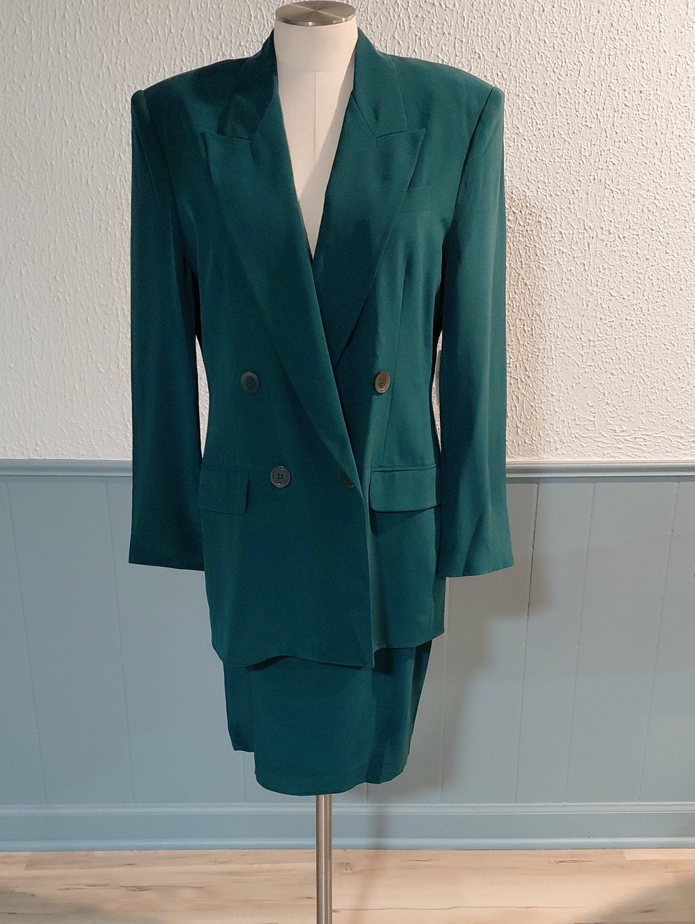 Hugo Buscati Deep Teal Double-Breasted Women's Blazer